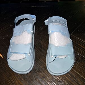 Lemon Blue Sandals with Adjustable Straps and Platform Sole